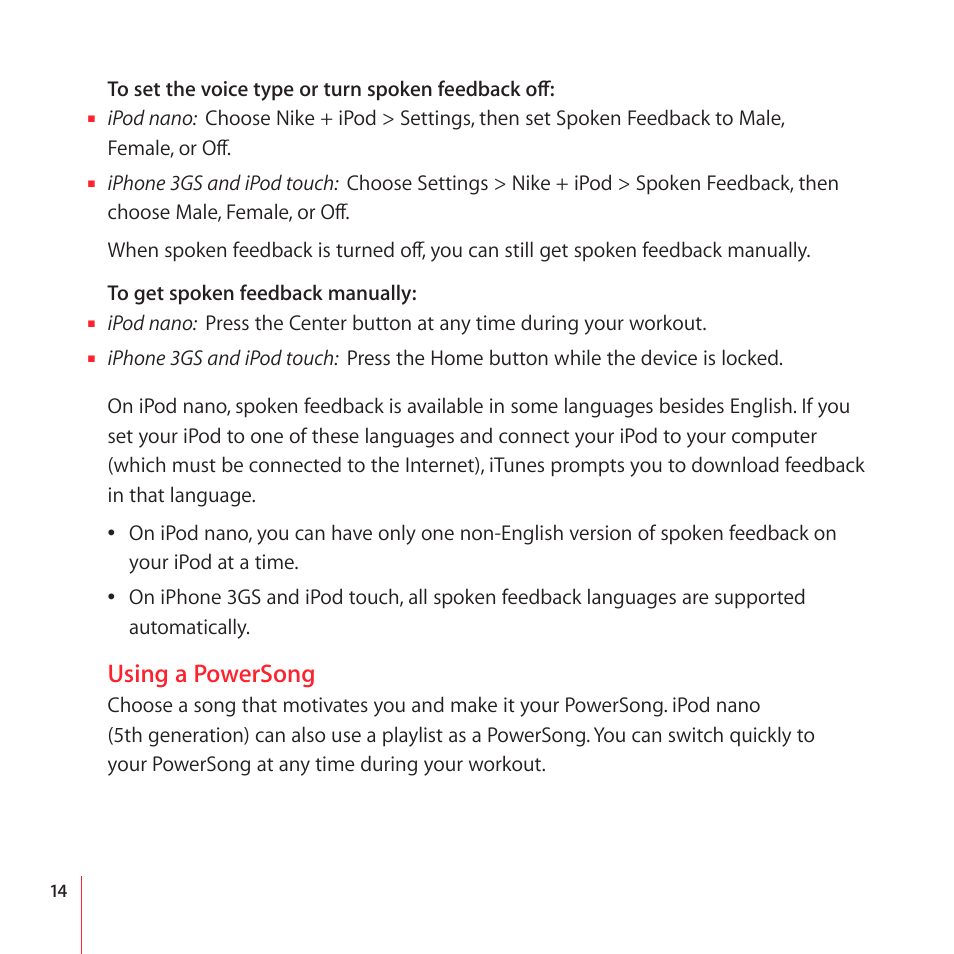 Using a powersong | Apple Nike + iPod User Manual | Page 14 / 104