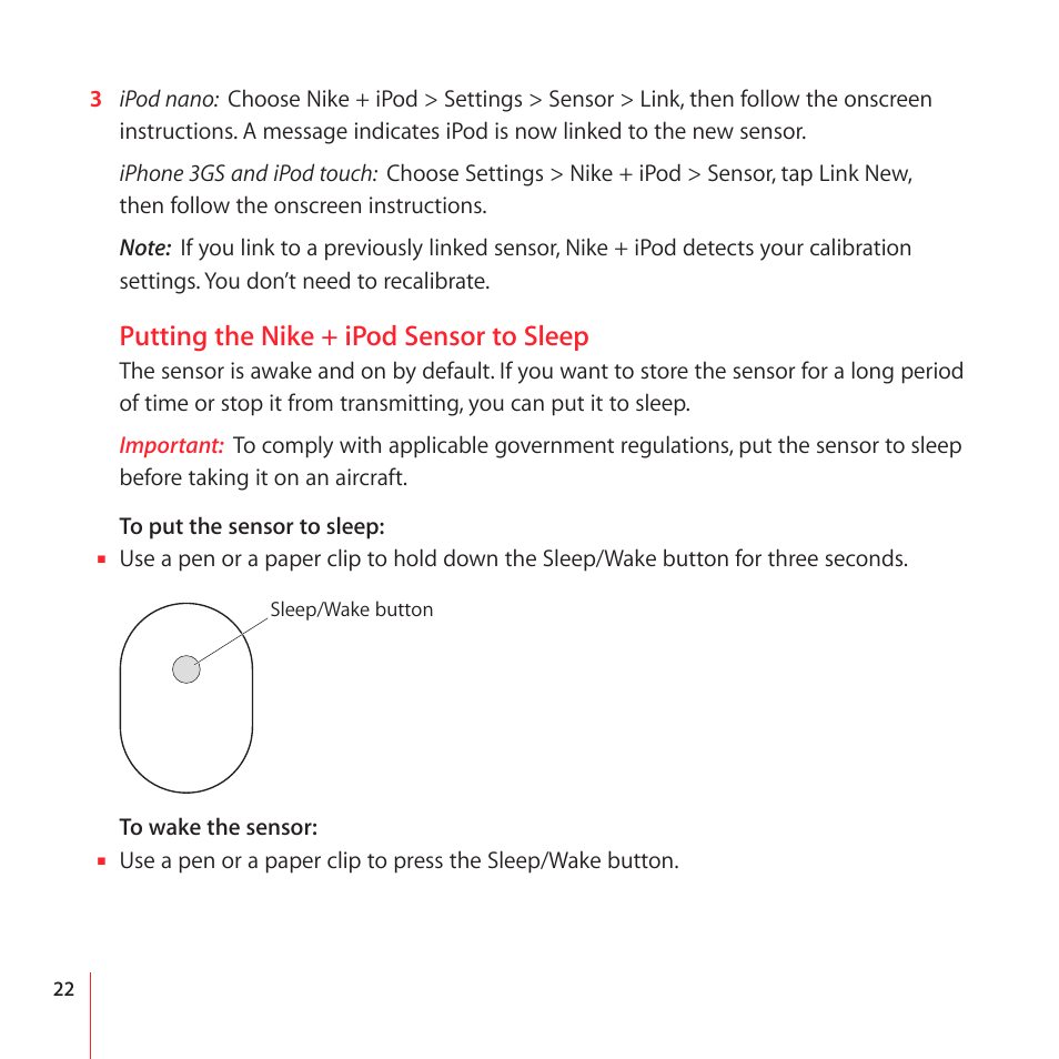 Putting the nike + ipod sensor to sleep | Apple Nike + iPod User Manual | Page 22 / 104