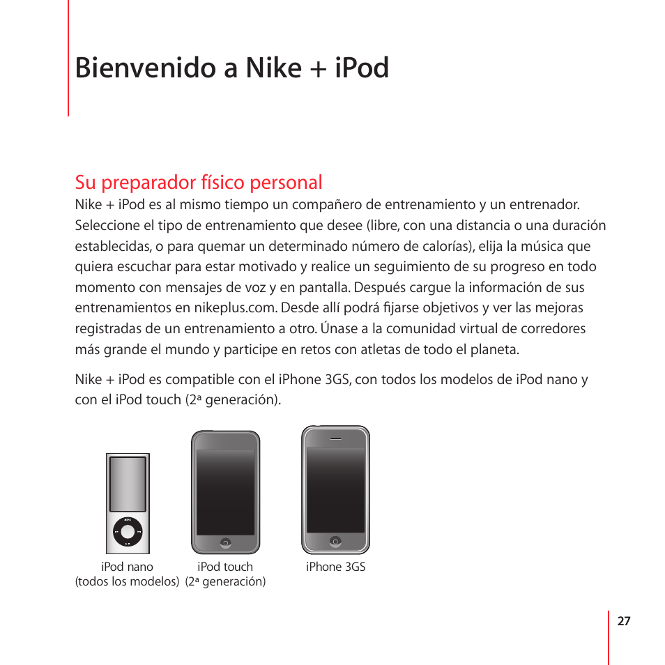 Bienvenido a nike + ipod, Su preparador físico personal | Apple Nike + iPod User Manual | Page 27 / 104