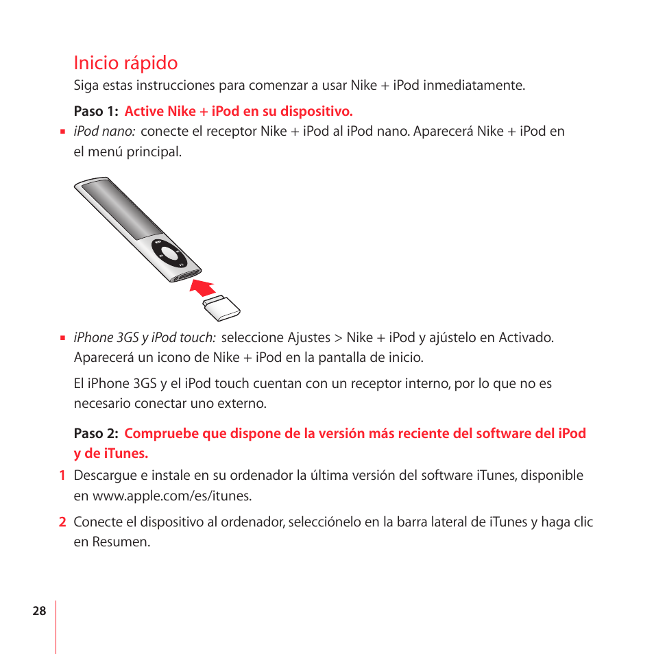 Inicio rápido | Apple Nike + iPod User Manual | Page 28 / 104