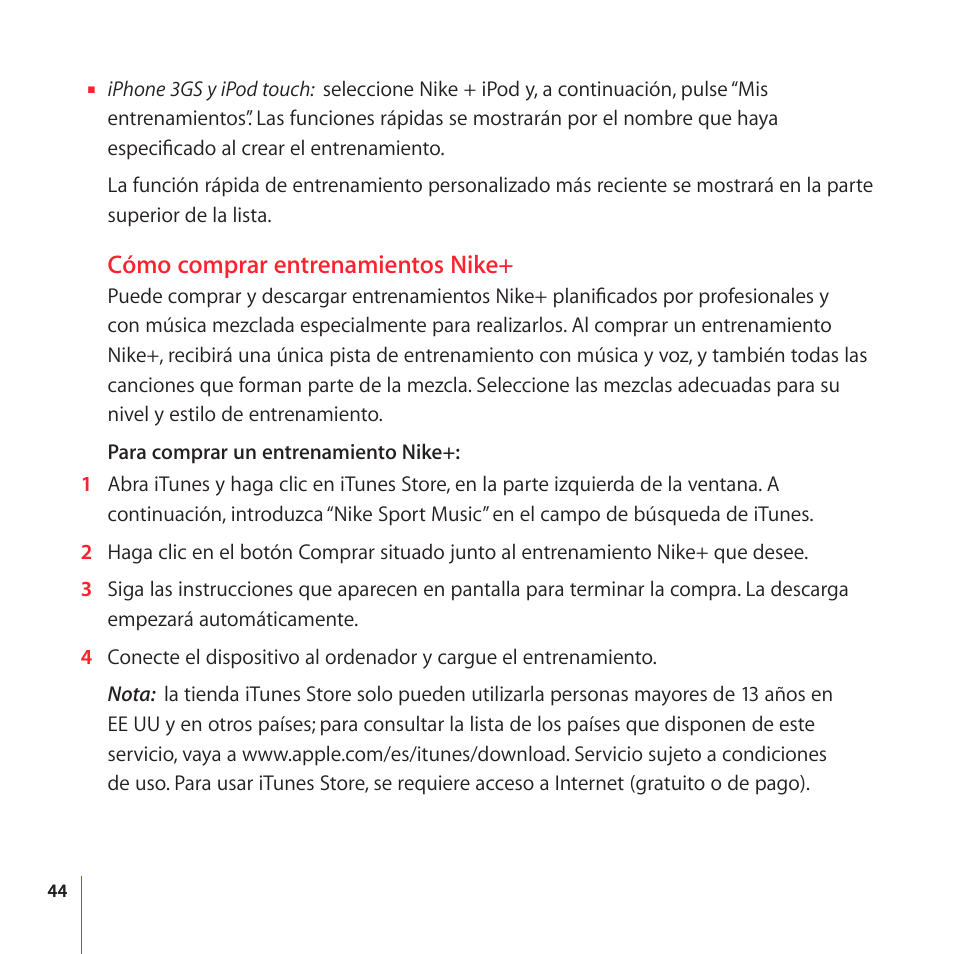 Cómo comprar entrenamientos nike | Apple Nike + iPod User Manual | Page 44 / 104