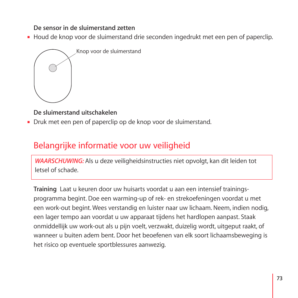 Belangrijke informatie voor uw veiligheid | Apple Nike + iPod User Manual | Page 73 / 104