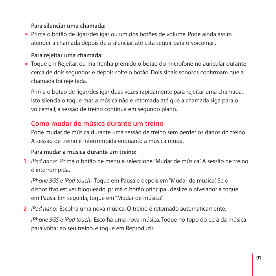 Como mudar de música durante um treino | Apple Nike + iPod User Manual | Page 91 / 104