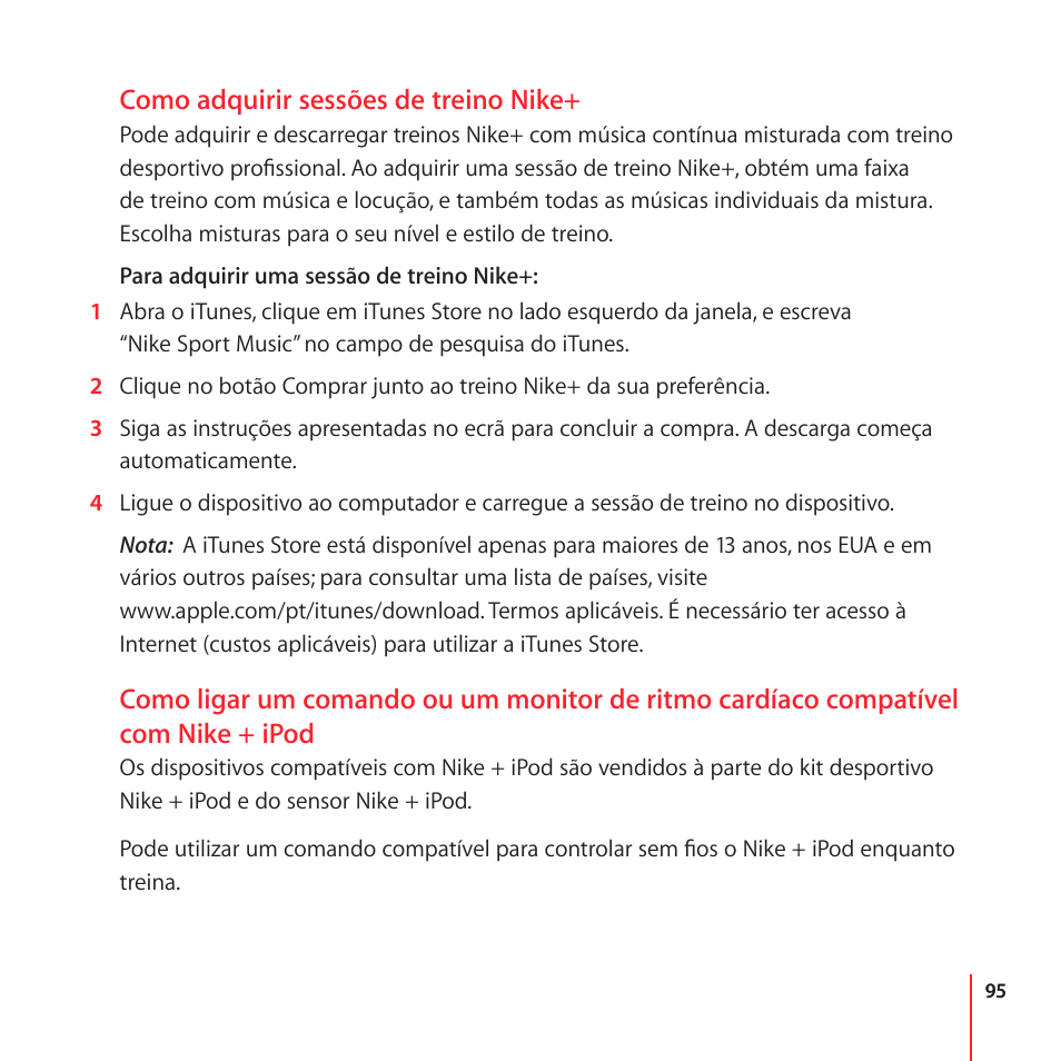 Como adquirir sessões de treino nike | Apple Nike + iPod User Manual | Page 95 / 104