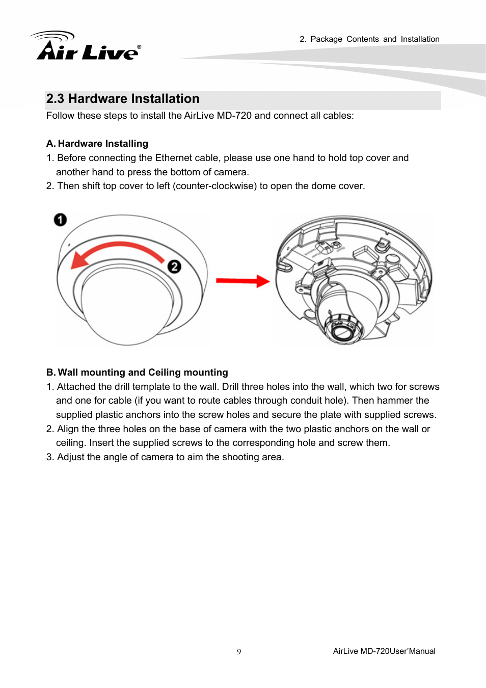 3 hardware installation | AirLive MD-720 User Manual | Page 14 / 68