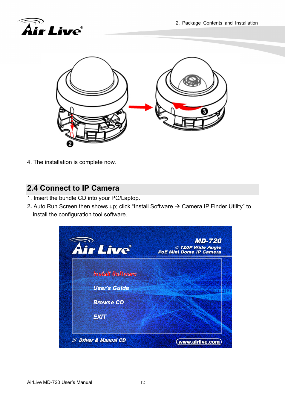 4 connect to ip camera | AirLive MD-720 User Manual | Page 17 / 68