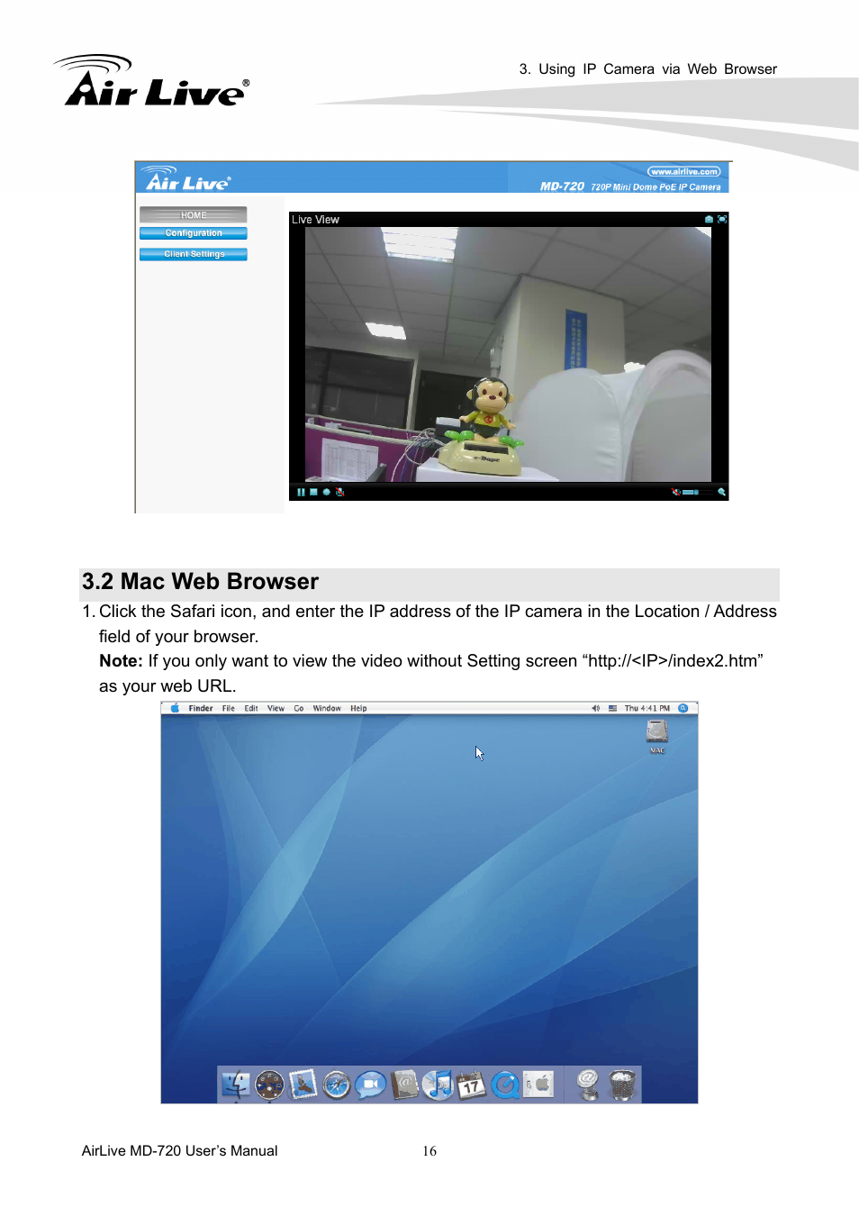 2 mac web browser | AirLive MD-720 User Manual | Page 21 / 68