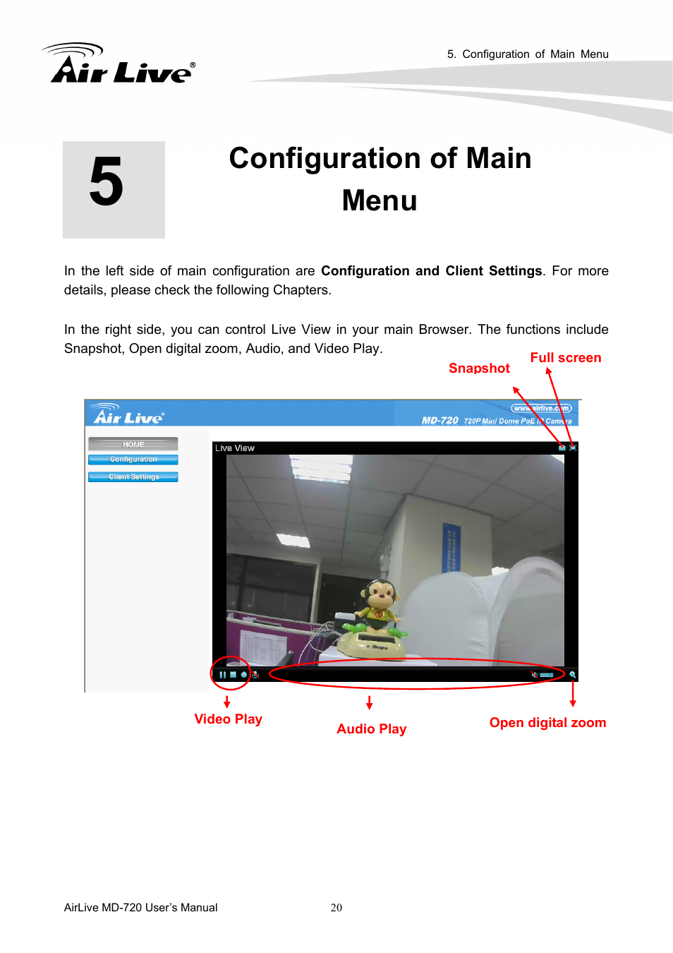 Configuration of main menu | AirLive MD-720 User Manual | Page 25 / 68