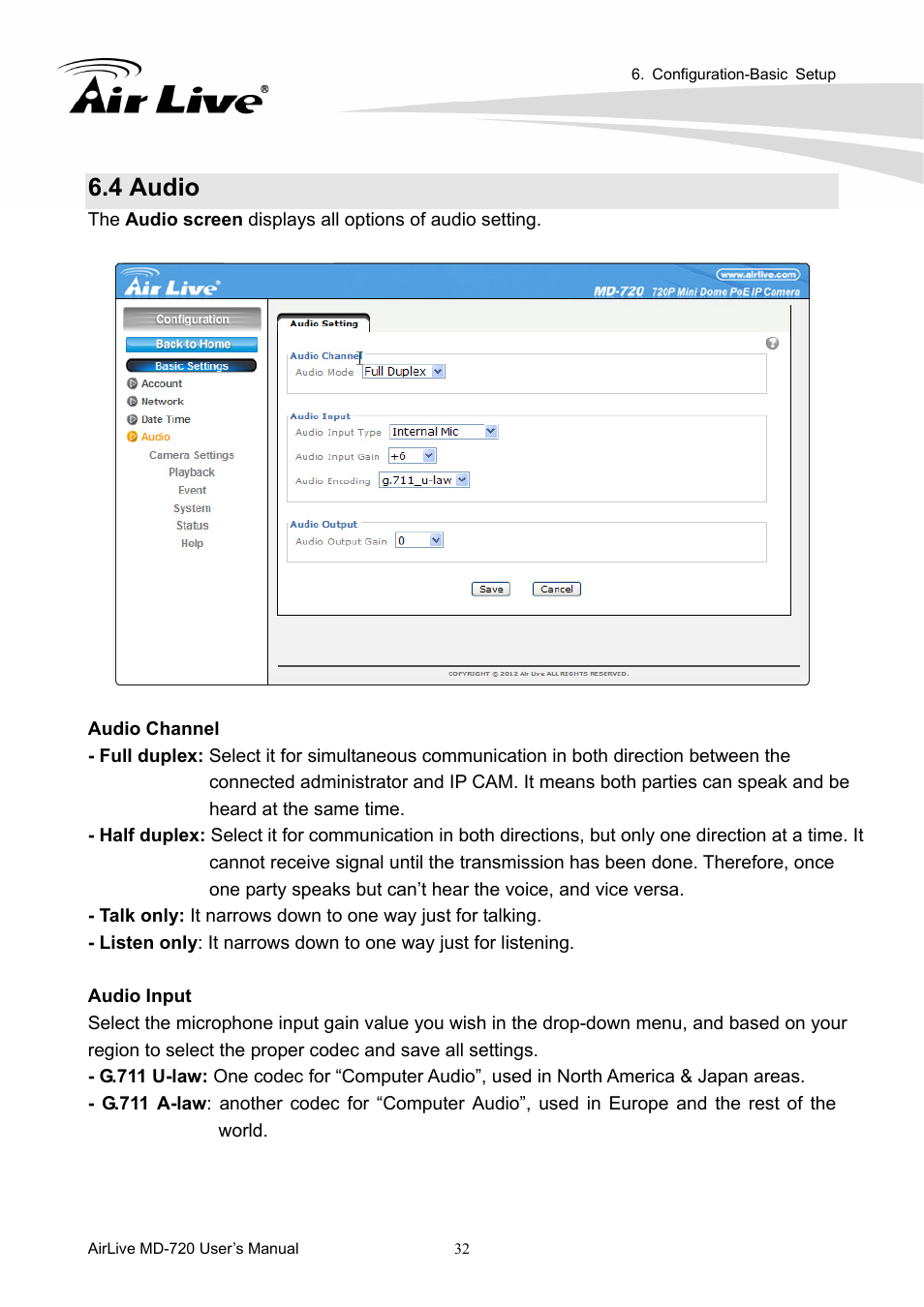 4 audio | AirLive MD-720 User Manual | Page 37 / 68