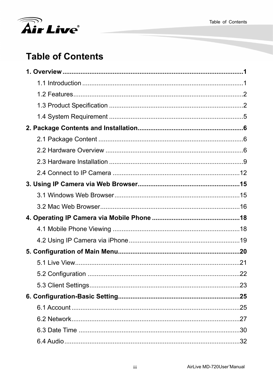 AirLive MD-720 User Manual | Page 4 / 68