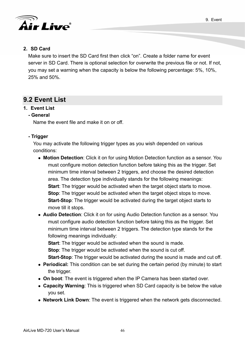 2 event list | AirLive MD-720 User Manual | Page 51 / 68