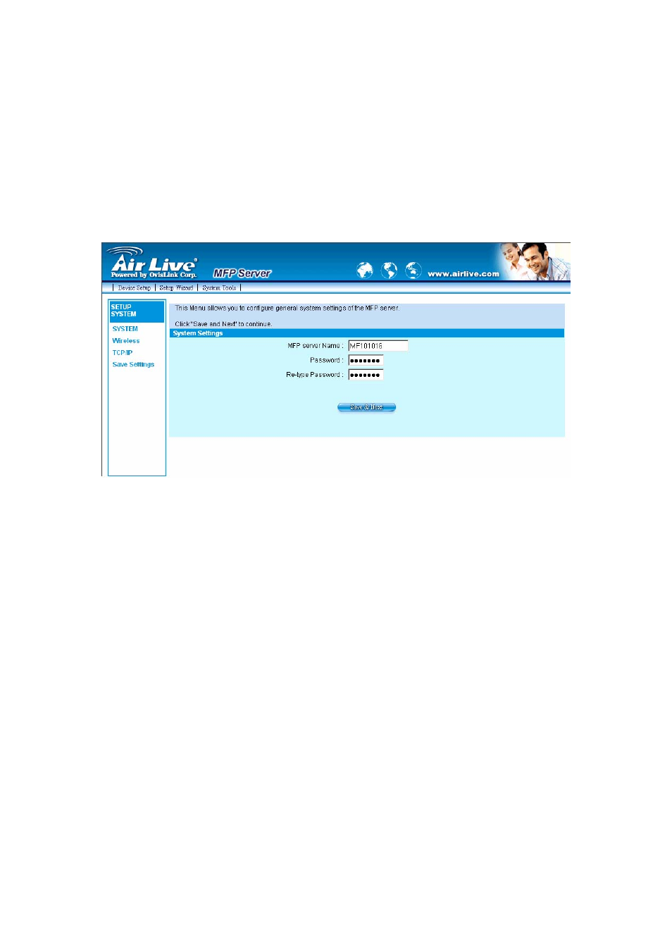 4 setup wizard, 1 system, 1 advanced settings | Setup wizard, System | AirLive MFP-101U User Manual | Page 75 / 133