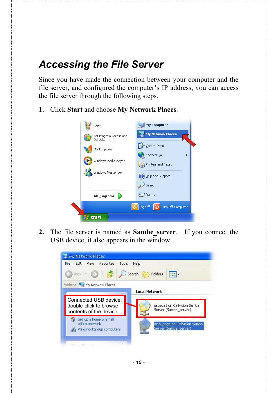 Accessing the file server | AirLive MU-5000FS A2 User Manual | Page 15 / 42