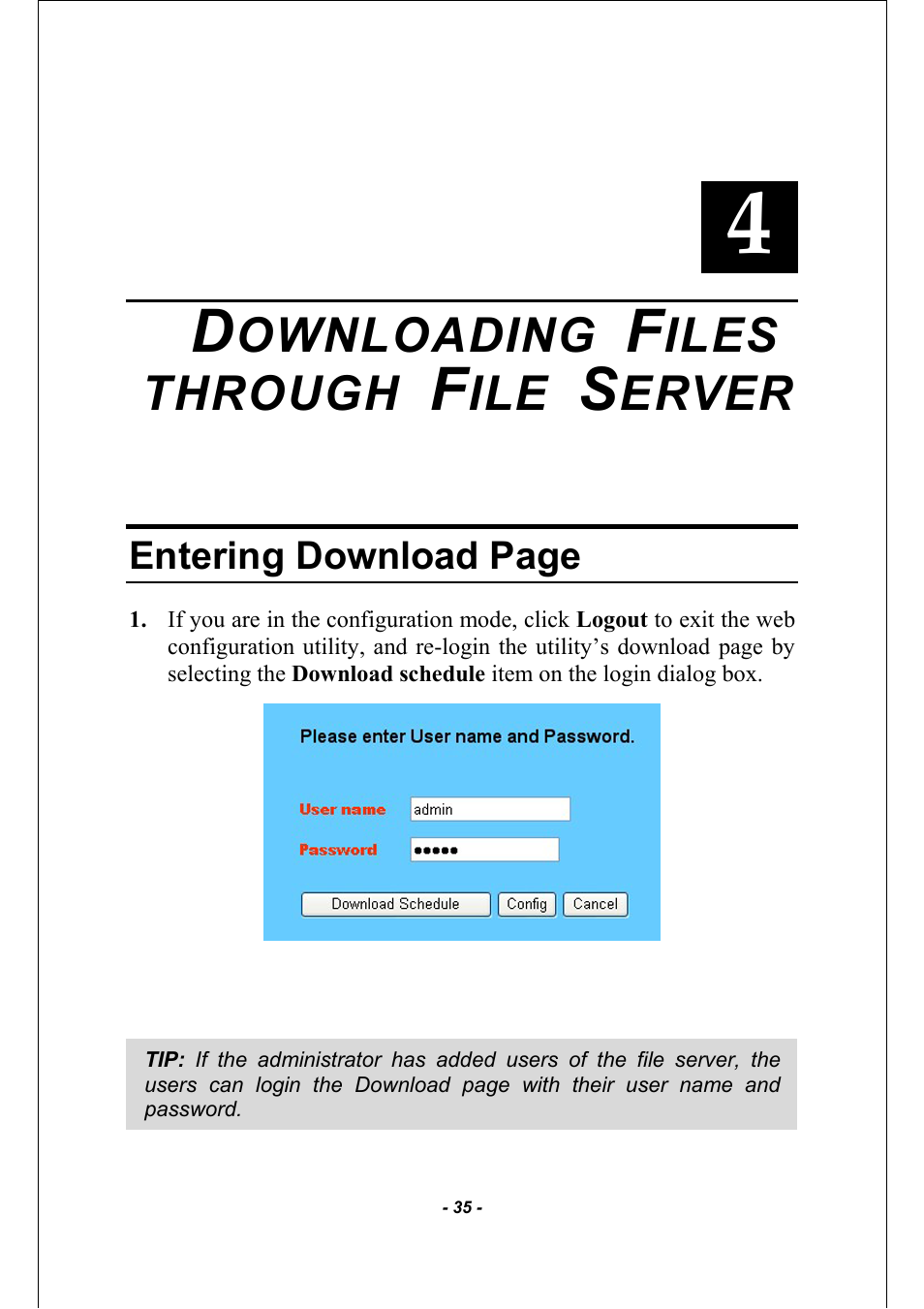 Ownloading, Iles through, Erver | AirLive MU-5000FS A2 User Manual | Page 35 / 42