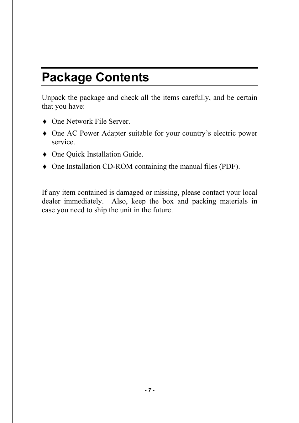 Package contents | AirLive MU-5000FS A2 User Manual | Page 7 / 42