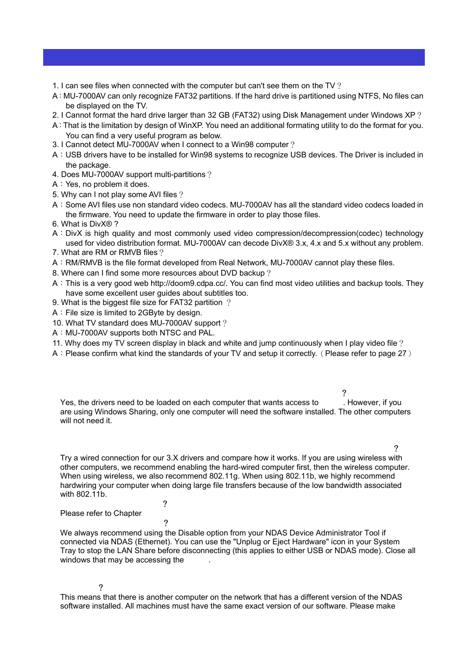Media file playback, Ndas, General | Lan share for windows 2000 / xp / server 2003 | AirLive MU-7000AVs User Manual | Page 35 / 36
