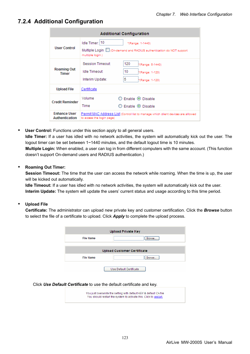 4 additional configuration, Additional configuration | AirLive MW-2000S User Manual | Page 128 / 225