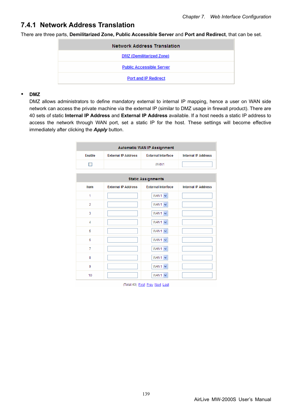 1 network address translation, Network address translation | AirLive MW-2000S User Manual | Page 144 / 225