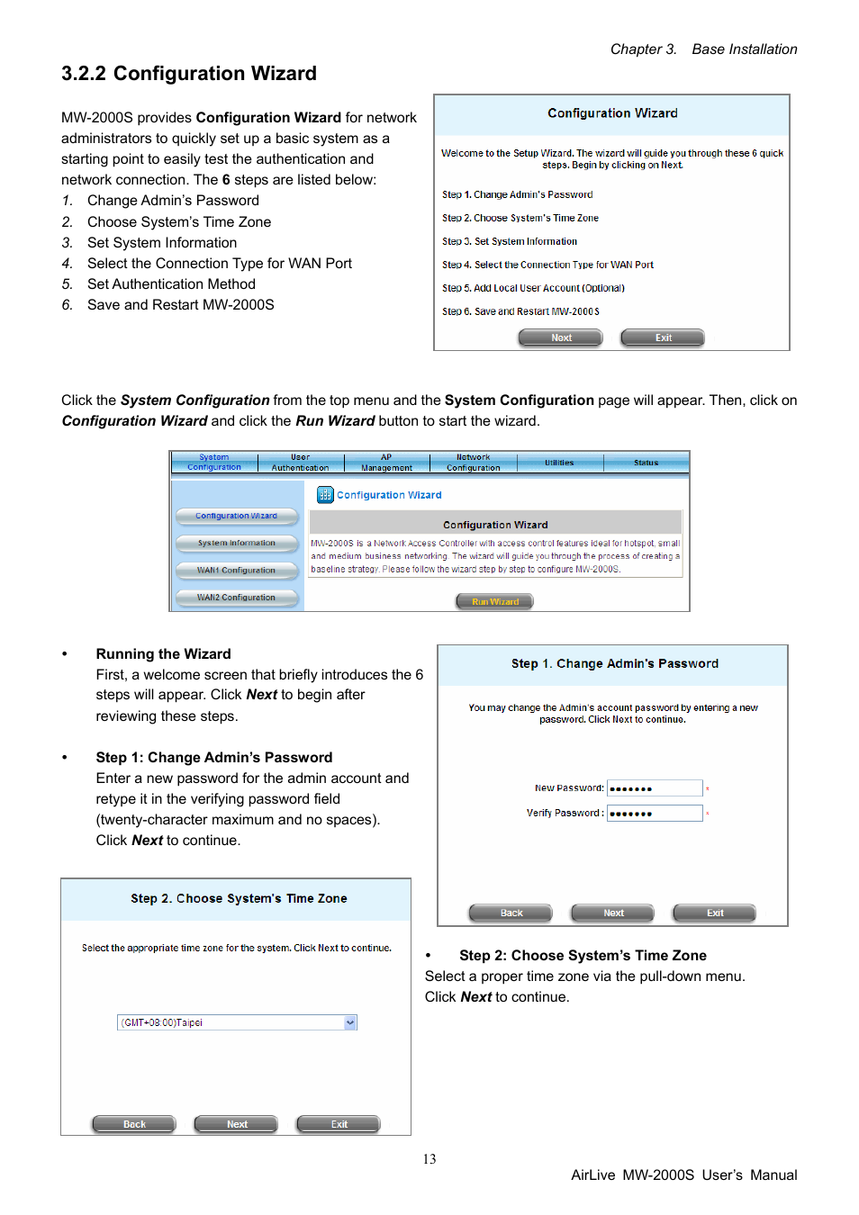 2 configuration wizard, Configuration wizard | AirLive MW-2000S User Manual | Page 18 / 225