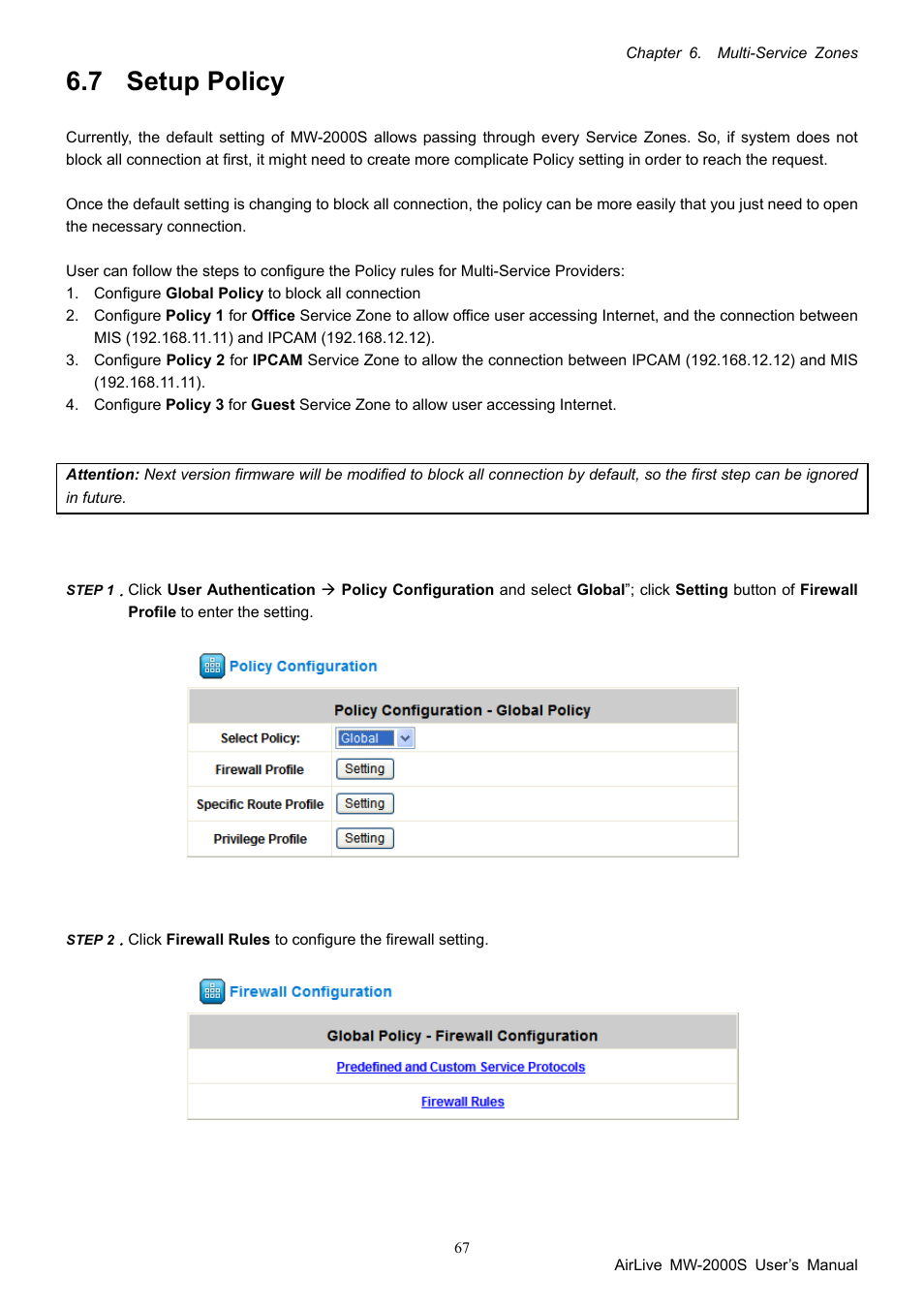 7 setup policy, Setup policy | AirLive MW-2000S User Manual | Page 72 / 225
