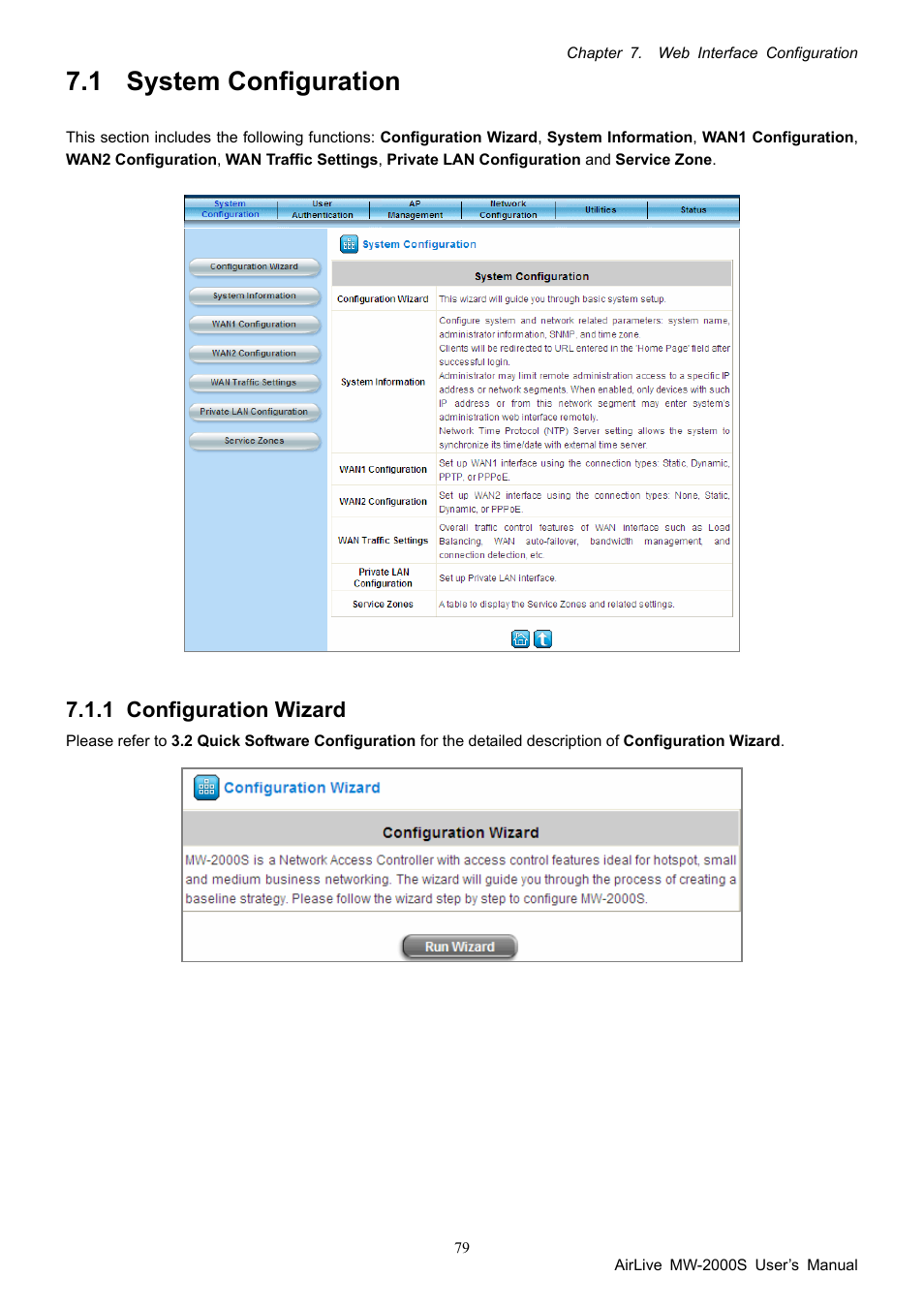 1 system configuration, 1 configuration wizard, System configuration | Configuration wizard | AirLive MW-2000S User Manual | Page 84 / 225