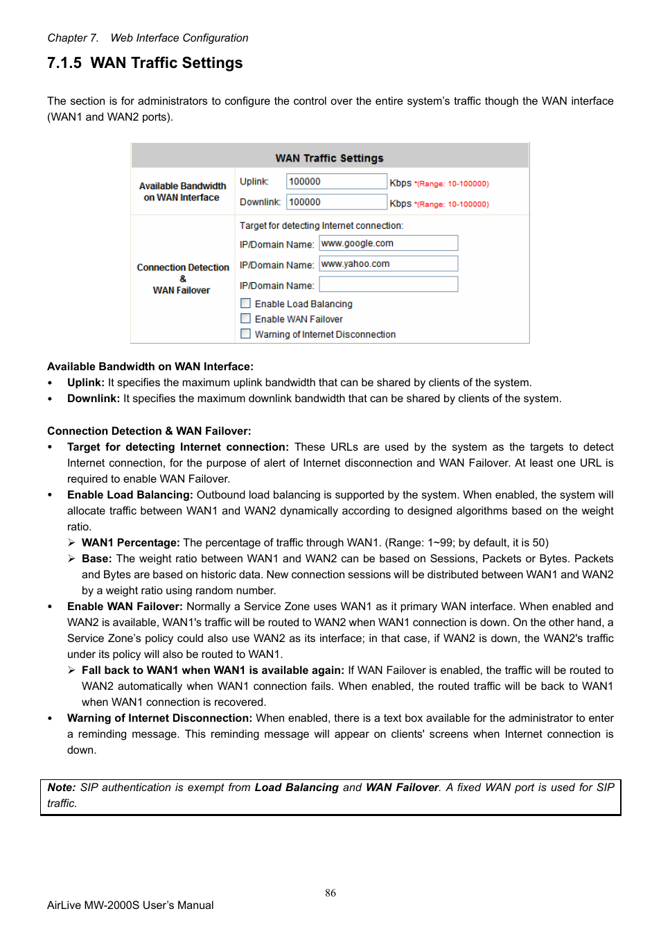 5 wan traffic settings, Wan traffic settings | AirLive MW-2000S User Manual | Page 91 / 225