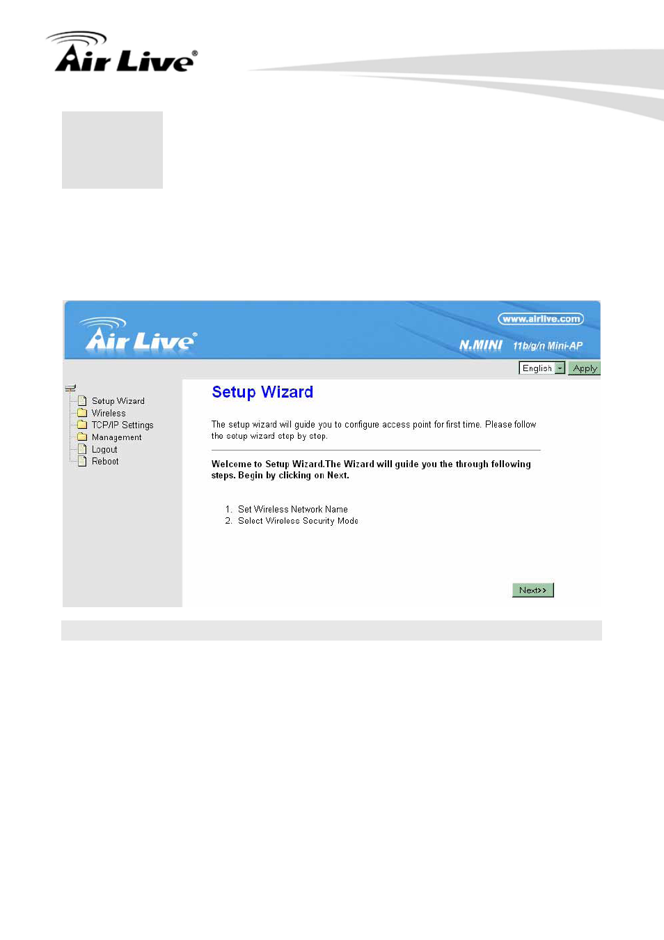 Web configuration, 1 setup wizard, 1 router mode | AirLive N.MINI User Manual | Page 22 / 87