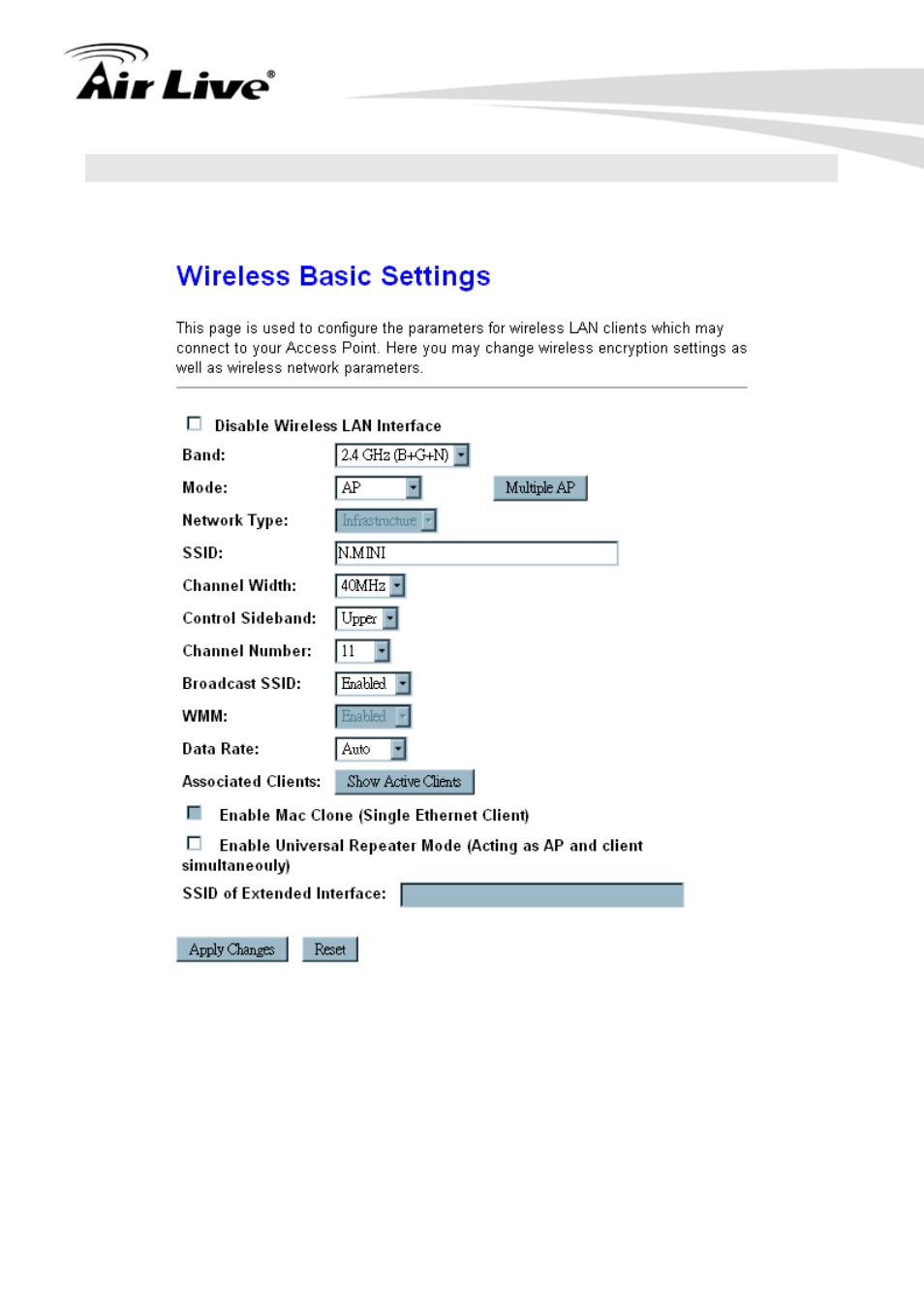 2 wireless, 1 basic settings, Basic settings | AirLive N.MINI User Manual | Page 26 / 87