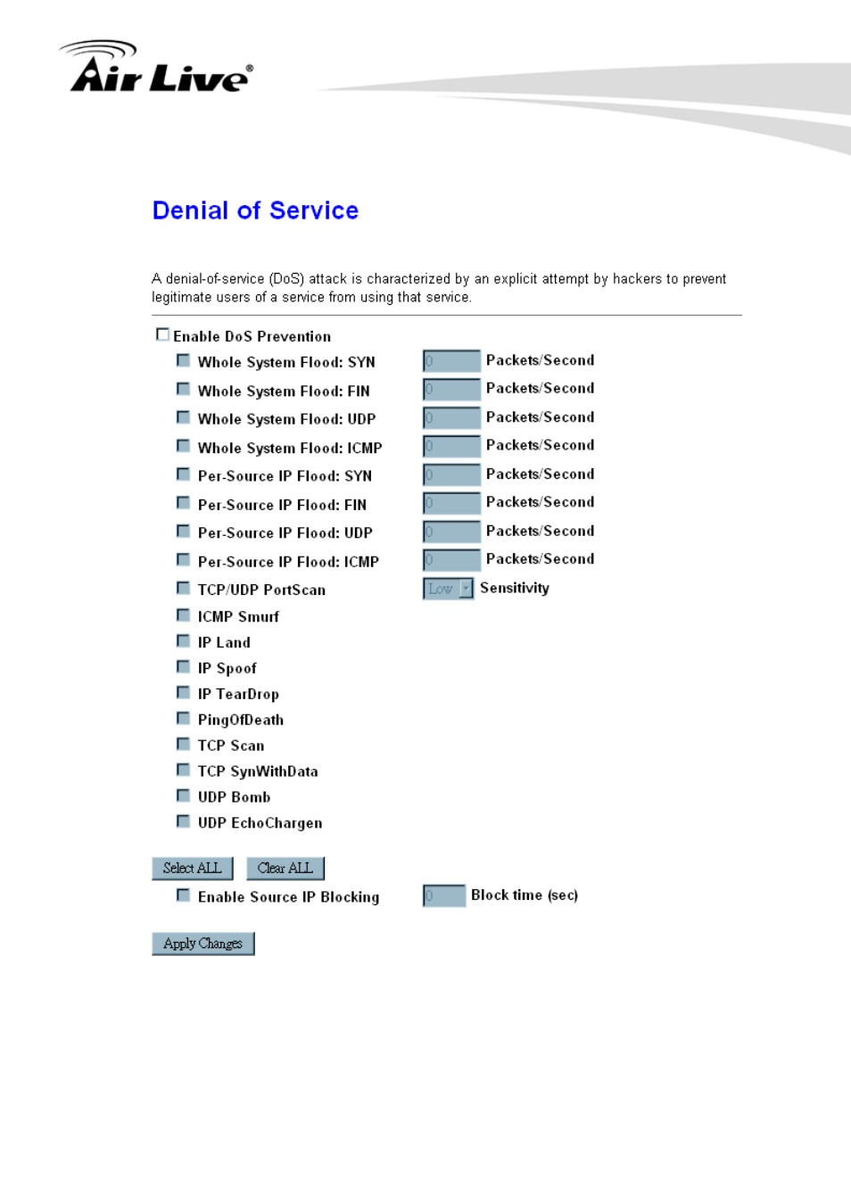 5 denial of service, Denial of service | AirLive N.MINI User Manual | Page 66 / 87