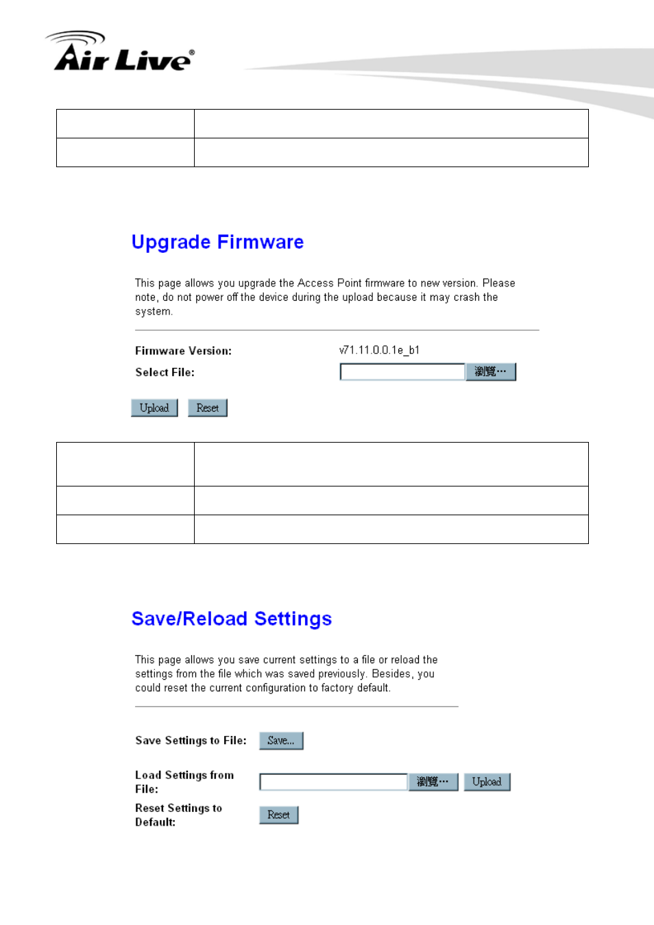 7 upgrade firmware, 8 save /reload settings, Upgrade firmware | Save /reload settings | AirLive N.MINI User Manual | Page 69 / 87