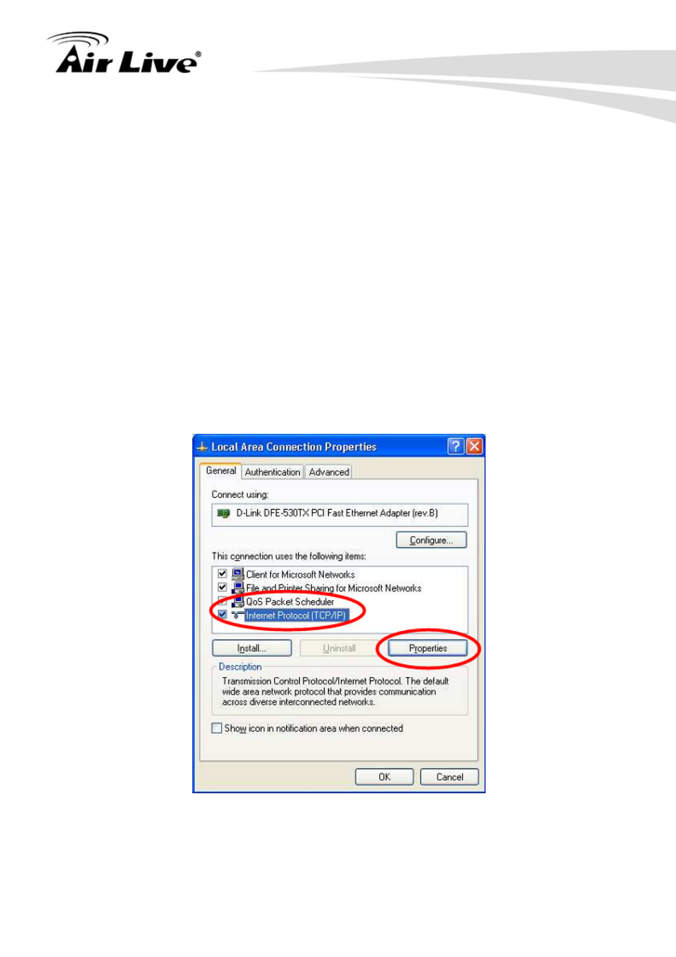3 checking tcp/ip settings - windows xp, Checking tcp/ip settings - windows xp | AirLive N.MINI User Manual | Page 73 / 87