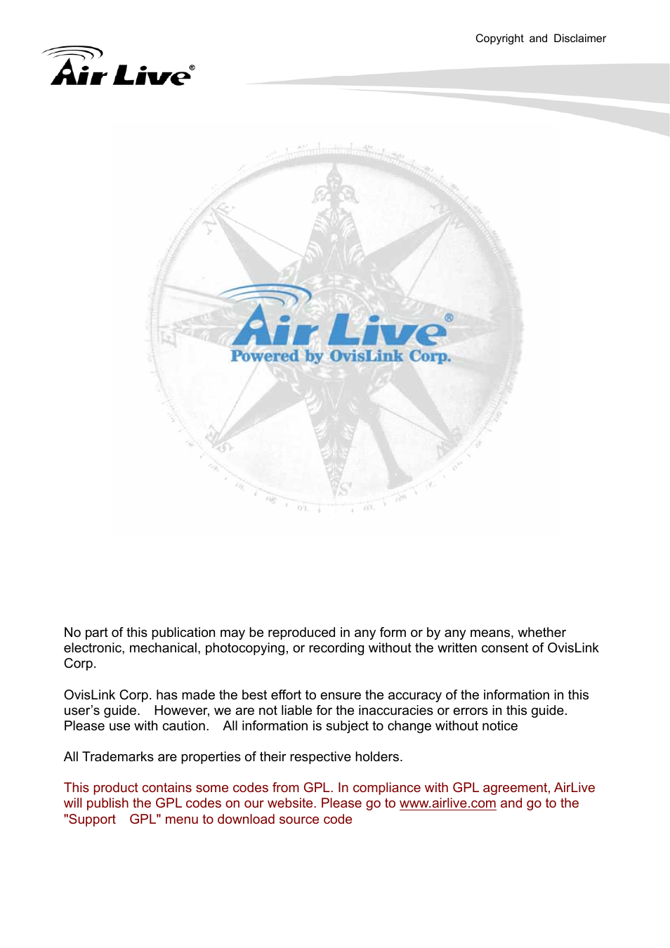 Copyright & disclaimer | AirLive N.Plug User Manual | Page 2 / 103