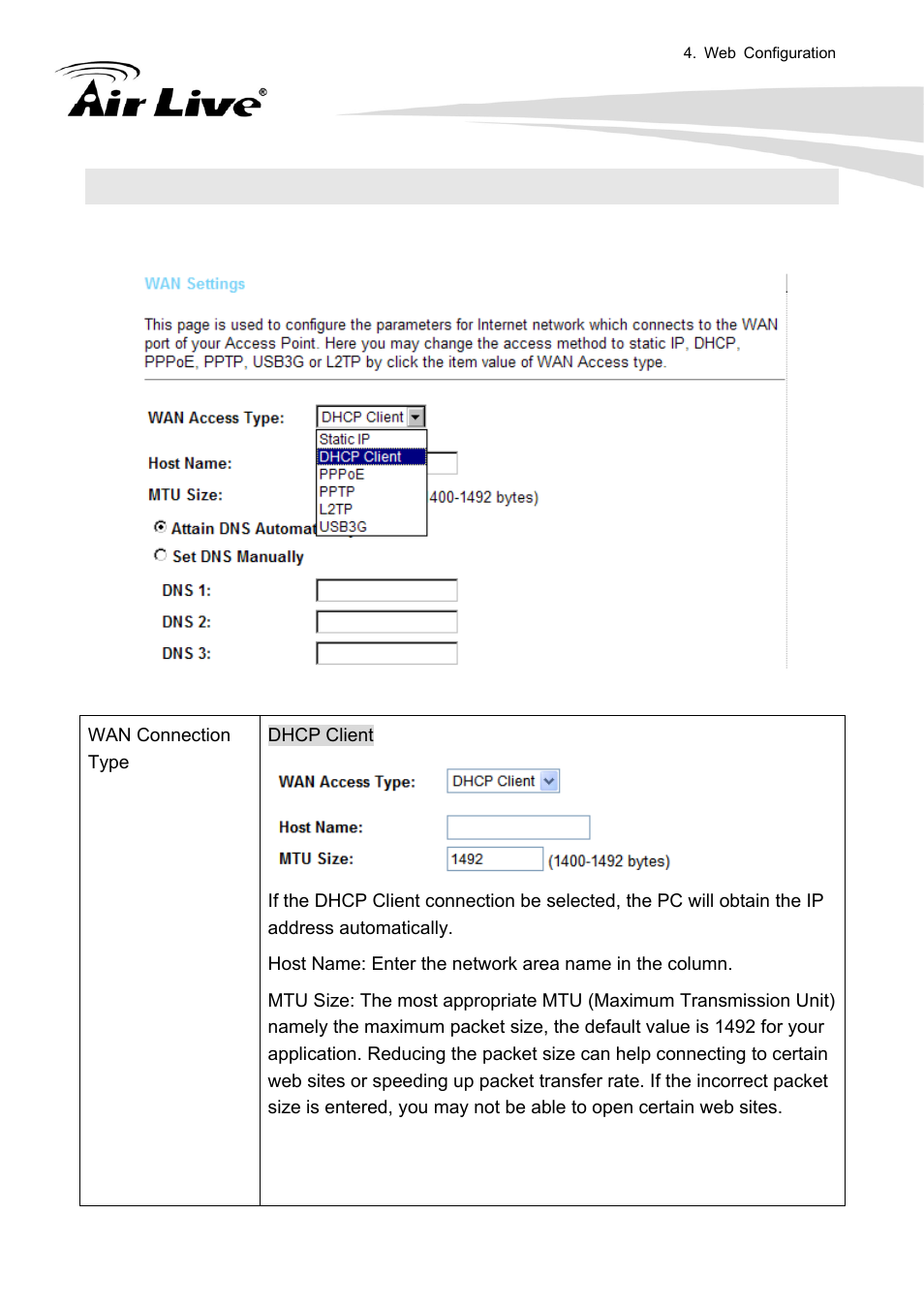 3 internet setting, Internet setting, 1 wan interface | AirLive N.Plug User Manual | Page 55 / 103