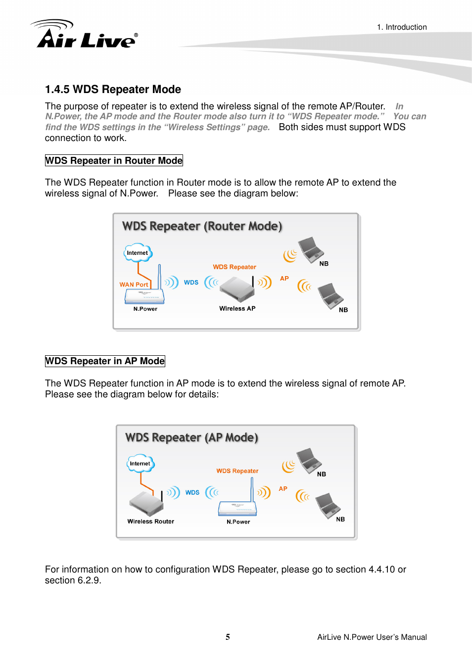 5 wds repeater mode | AirLive N.Power User Manual | Page 10 / 103