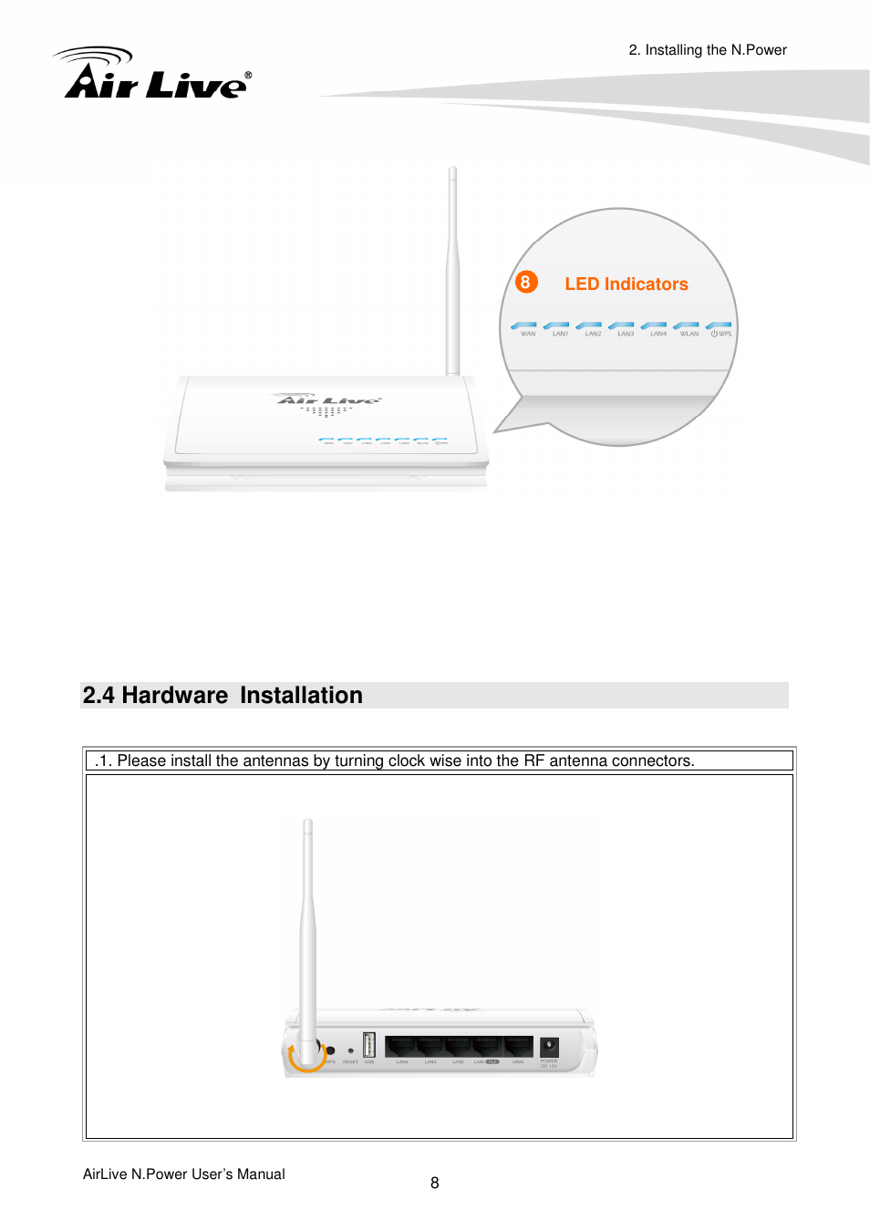 4 hardware installation | AirLive N.Power User Manual | Page 13 / 103