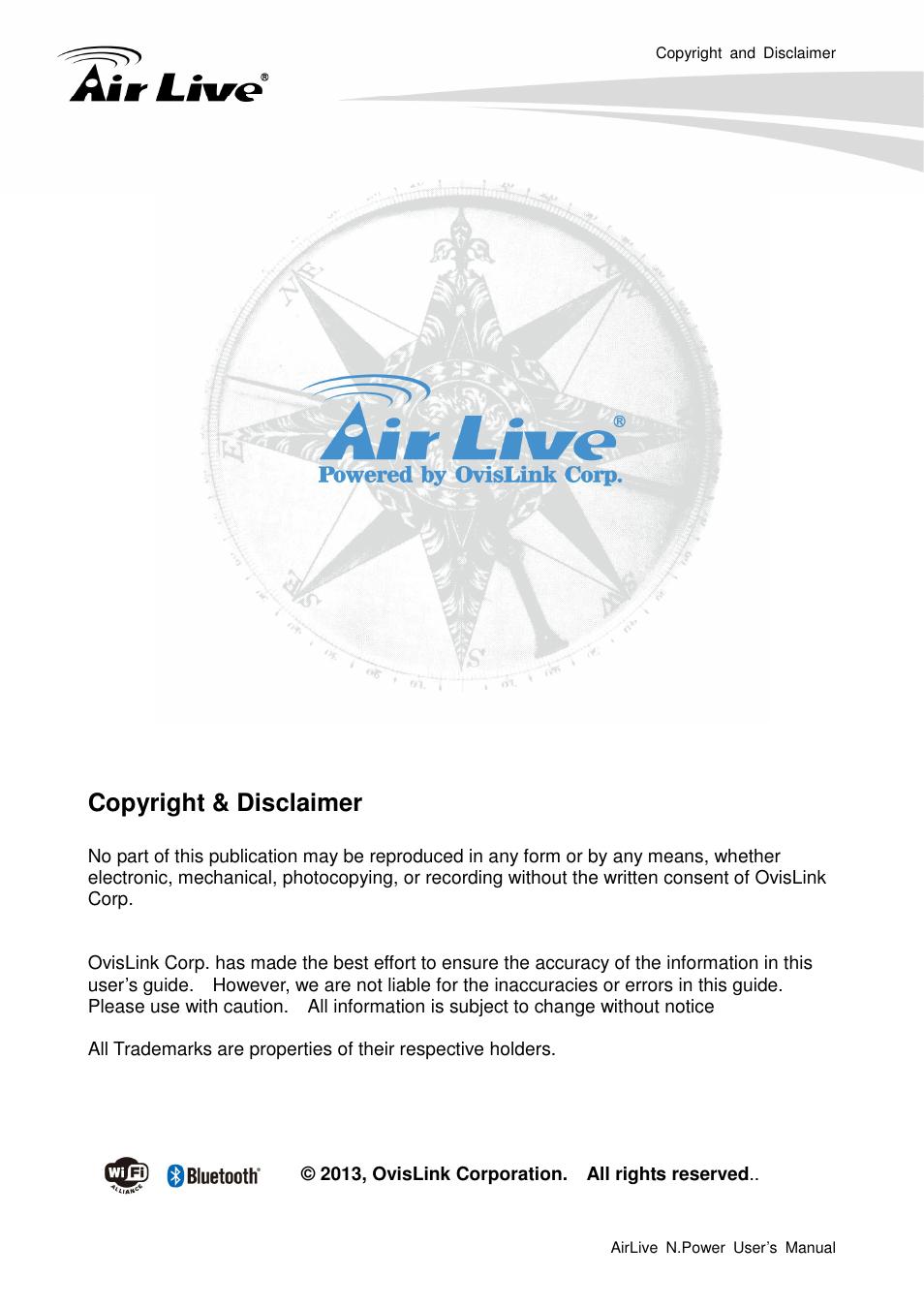 Copyright & disclaimer | AirLive N.Power User Manual | Page 2 / 103