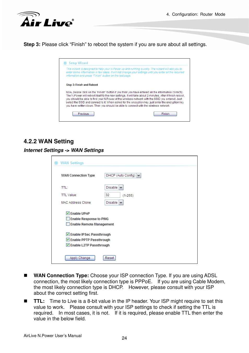 2 wan setting | AirLive N.Power User Manual | Page 29 / 103