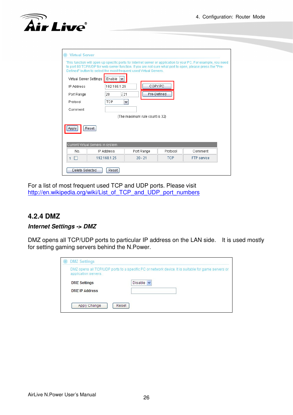 4 dmz | AirLive N.Power User Manual | Page 31 / 103