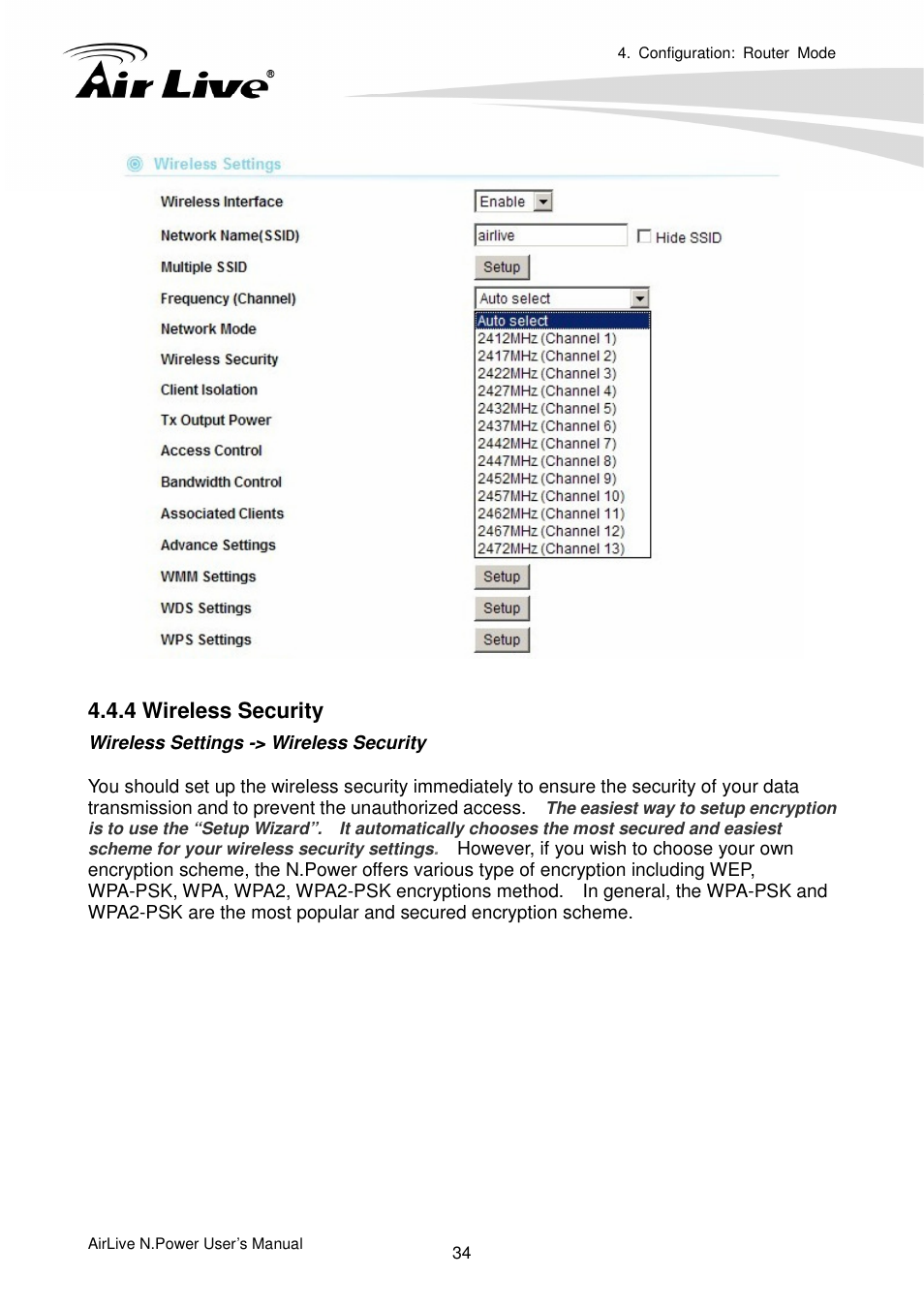 4 wireless security | AirLive N.Power User Manual | Page 39 / 103