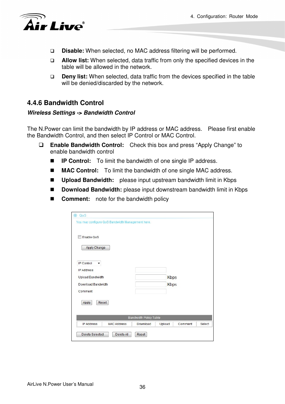 6 bandwidth control | AirLive N.Power User Manual | Page 41 / 103