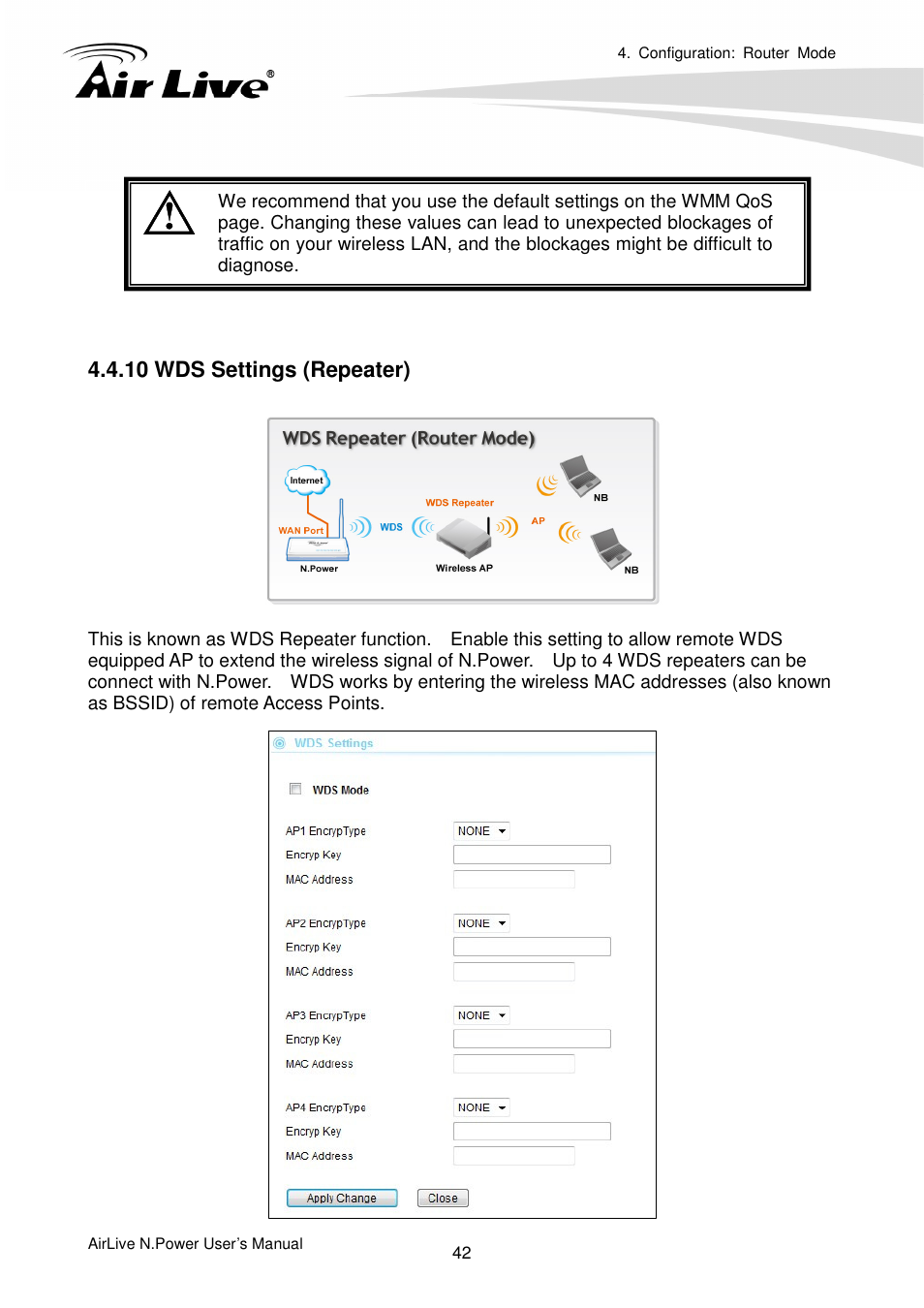 10 wds settings (repeater) | AirLive N.Power User Manual | Page 47 / 103