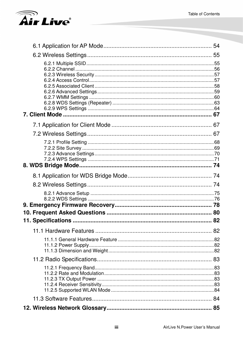 AirLive N.Power User Manual | Page 5 / 103