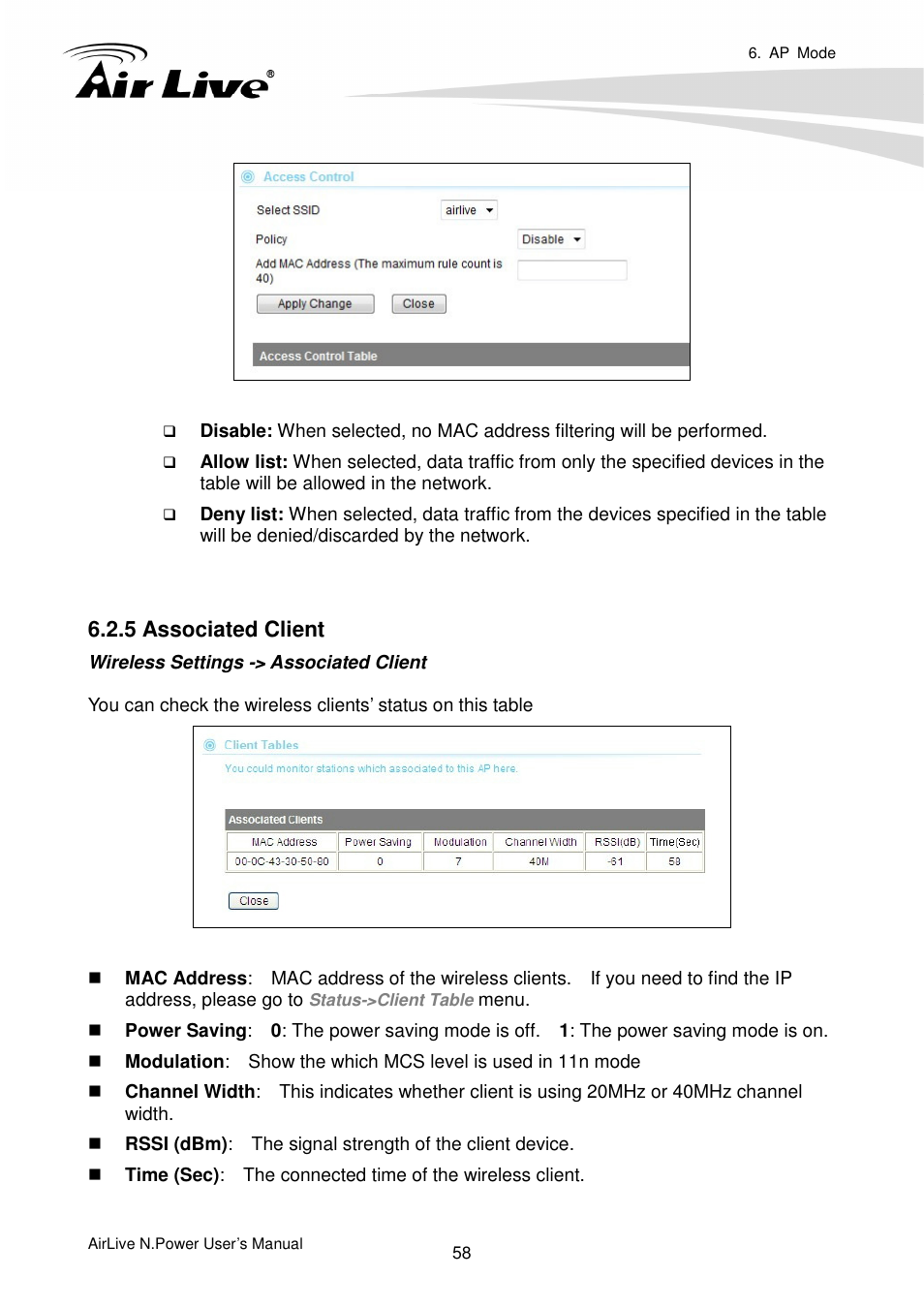 5 associated client | AirLive N.Power User Manual | Page 63 / 103