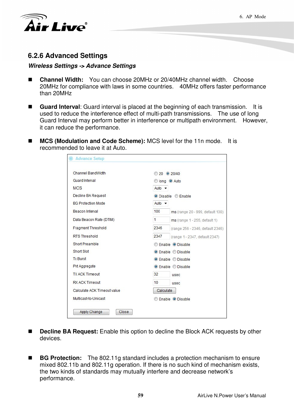 6 advanced settings | AirLive N.Power User Manual | Page 64 / 103