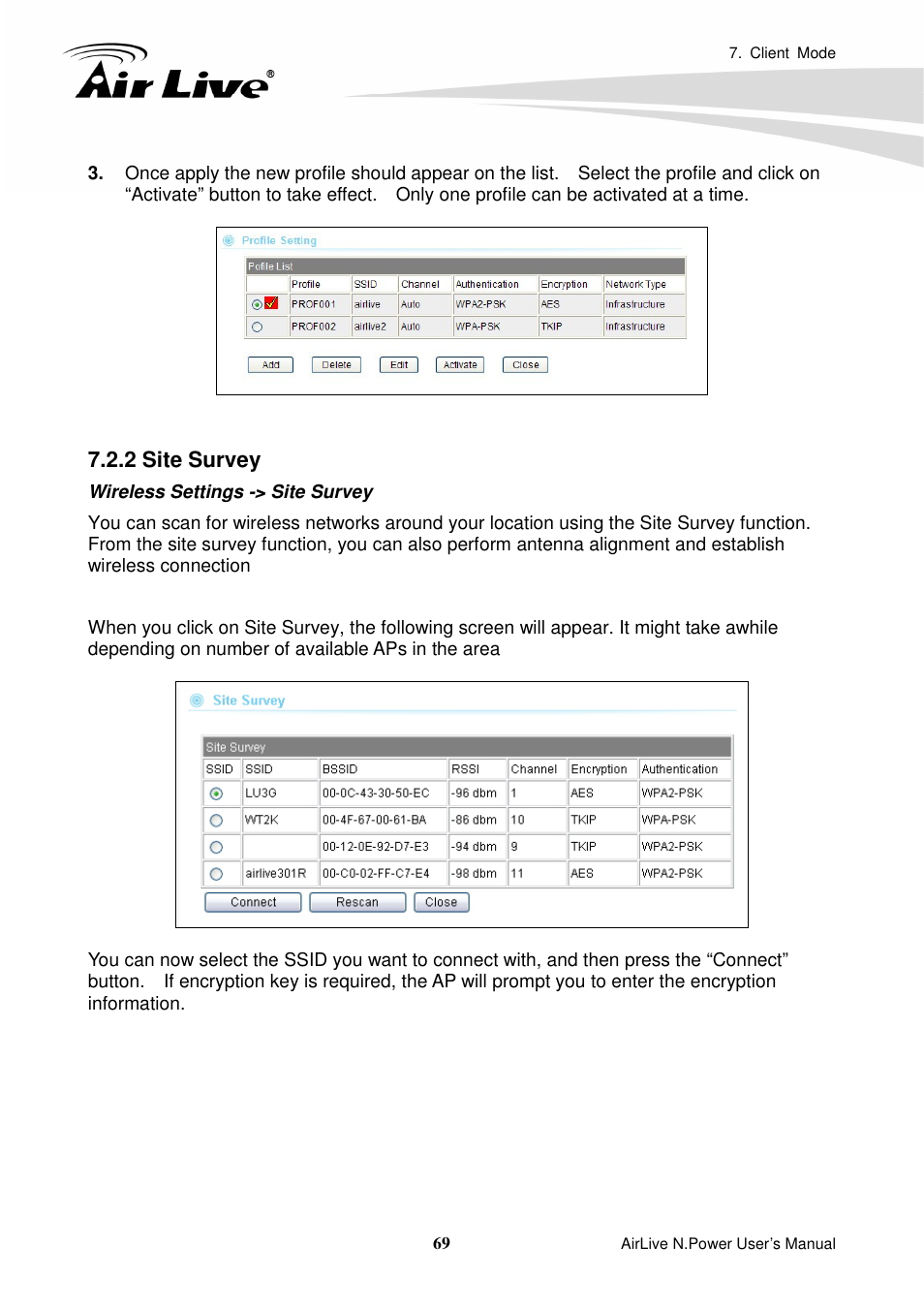 2 site survey | AirLive N.Power User Manual | Page 74 / 103