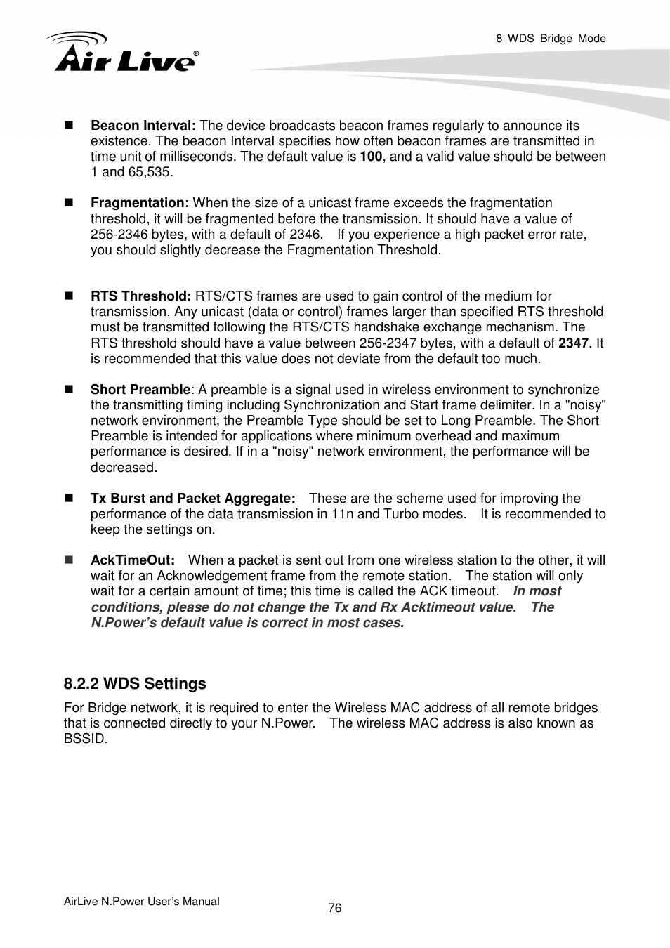 2 wds settings | AirLive N.Power User Manual | Page 81 / 103