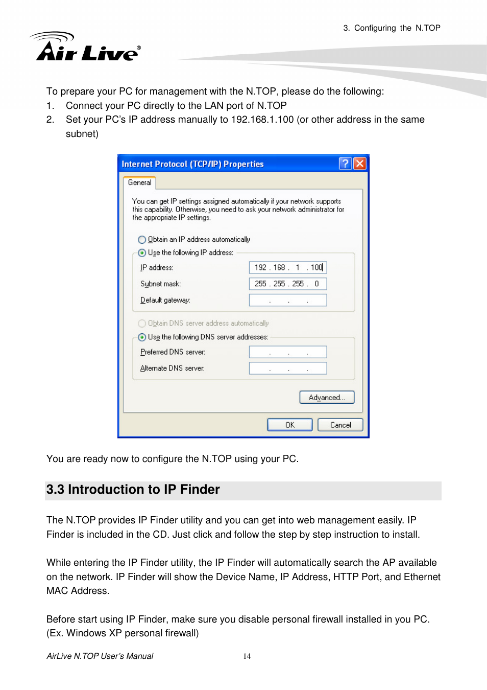 3 introduction to ip finder | AirLive N.TOP User Manual | Page 19 / 71