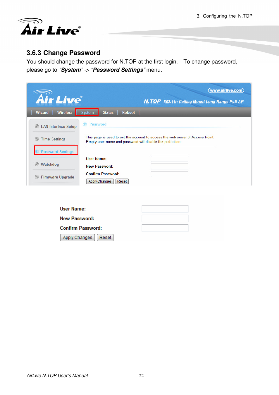 3 change password | AirLive N.TOP User Manual | Page 27 / 71