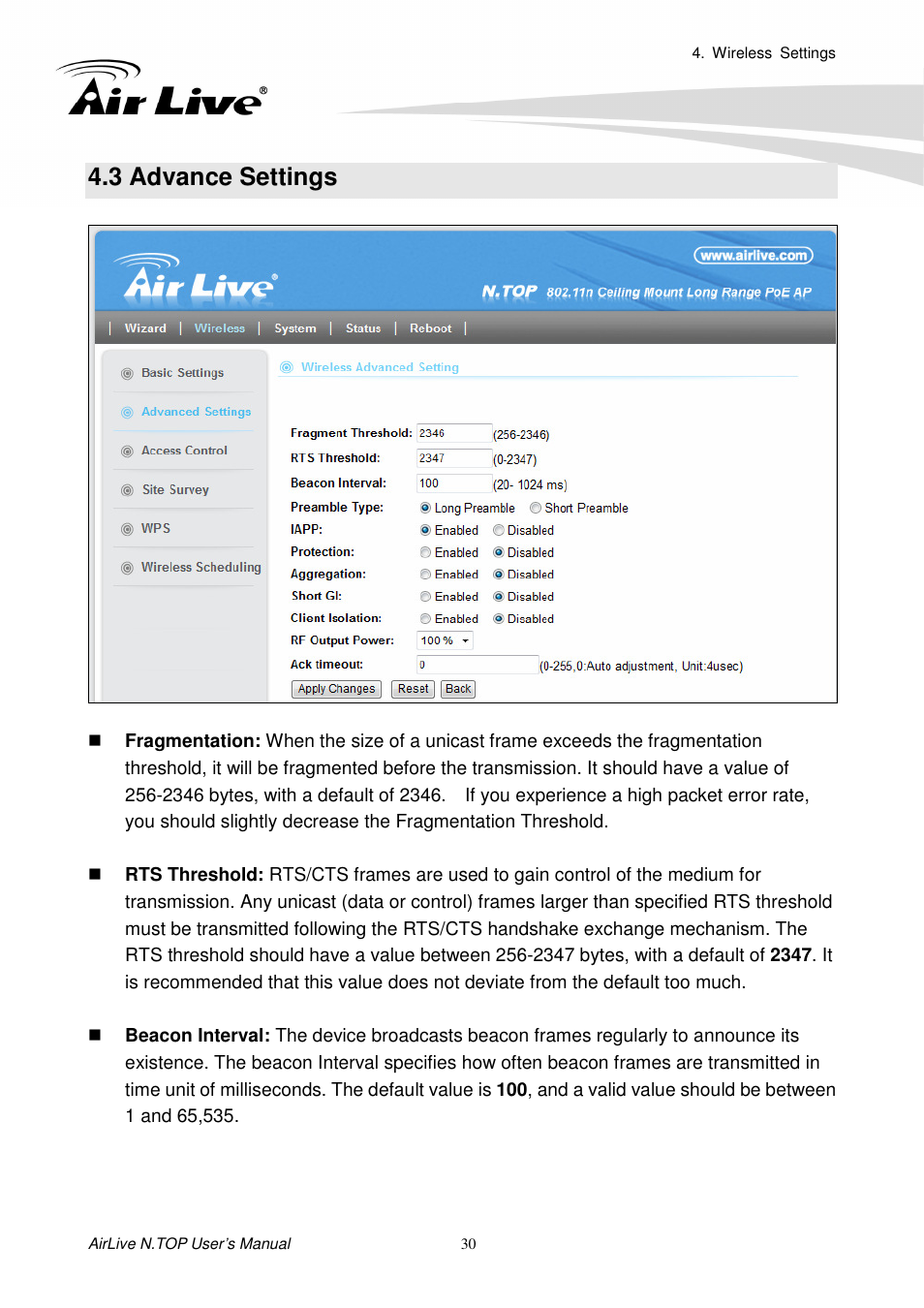 3 advance settings | AirLive N.TOP User Manual | Page 35 / 71