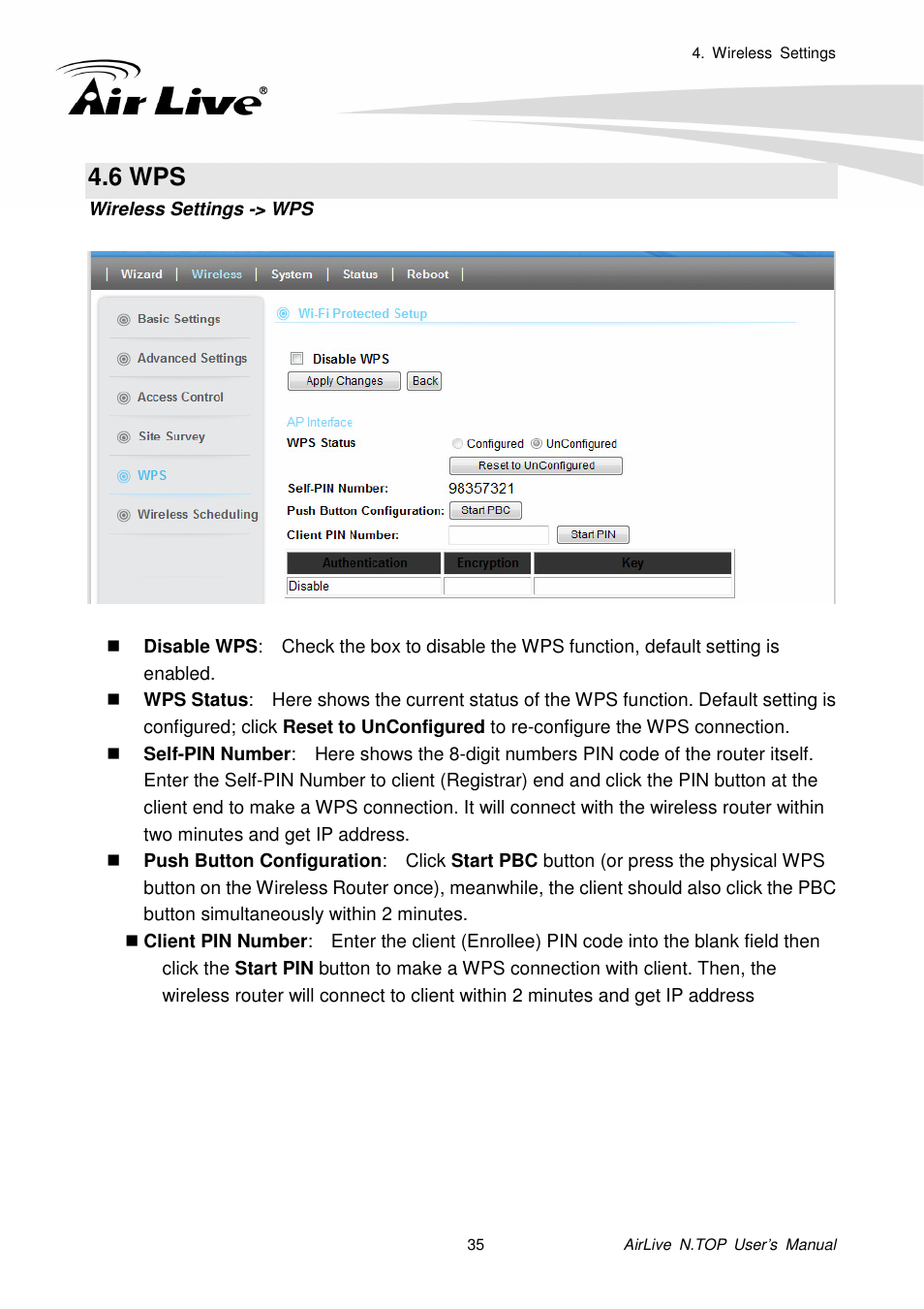 6 wps | AirLive N.TOP User Manual | Page 40 / 71